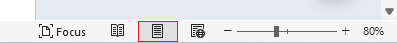 Print layout view on status bar